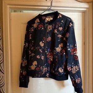 Hippie Rose Black Floral Bomber Jacket